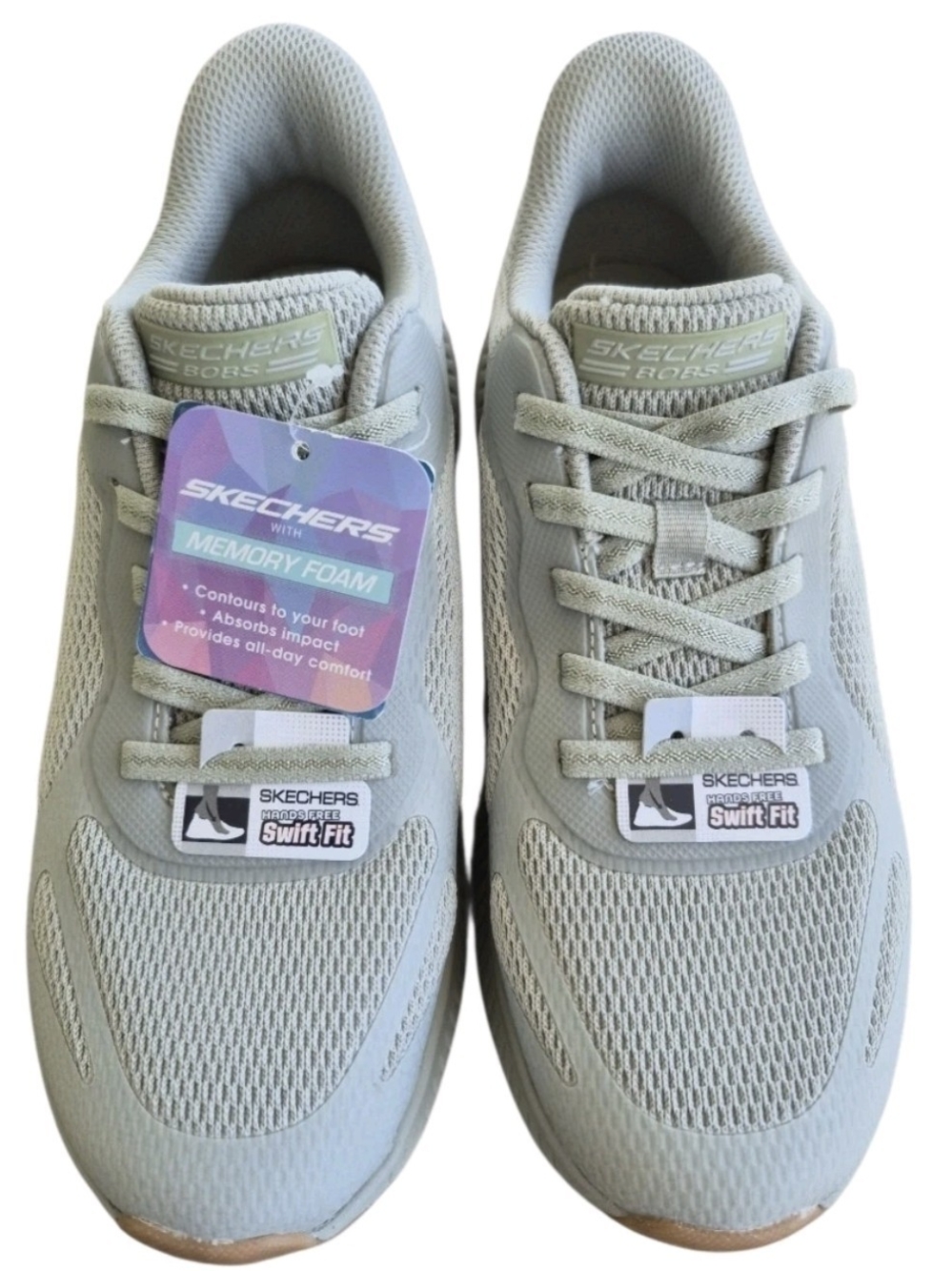 Skechers Slip-ins BOBS Sport Squad 4 Olive Grey Sneakers Size 6.5 NWT